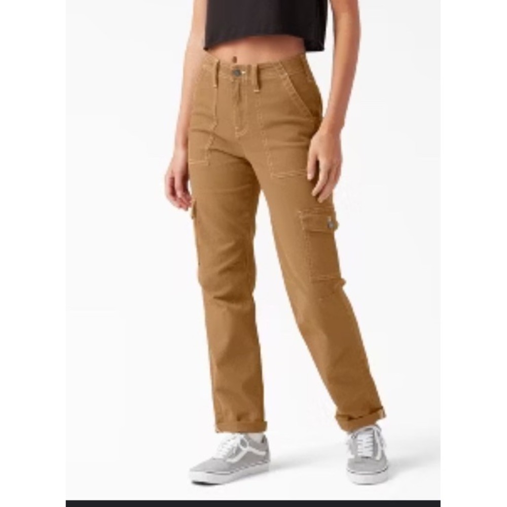 Dickies Women's Carpenter‎ Cargo Pants Size 24R Brown Canvas Skater Grunge